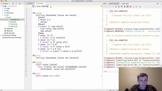 ClojureScript wrapper for React with Hooks pt2 смотреть онлайн