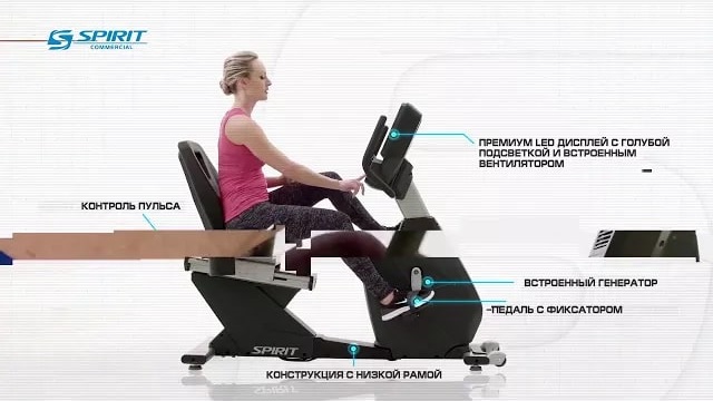 Горизонтальный велотренажер SPIRIT FITNESS CR900 смотреть онлайн