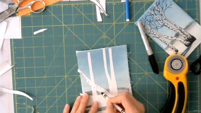 Пэчворк Мария Кокина - Лоскутная открытка "Березки" мастер-класс смотреть онлайн