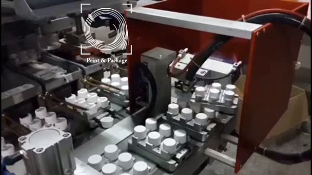 Автоматическая тампопечатная линия для печати по крышкам смотреть онлайн