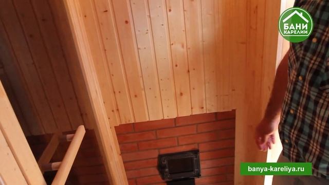 Каркасная 6-метровая баня с обшивкой "елочкой", местом для душа и стиральной машины смотреть онлайн
