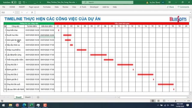 Biểu mẫu Timeline tiến độ công việc trên Excel - Gantt Chart Timeline смотреть онлайн