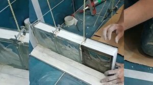 Укладка стеклоблоков в Ванной комнате. Интересный дизайн санузла. Просто, быстро, надежно !