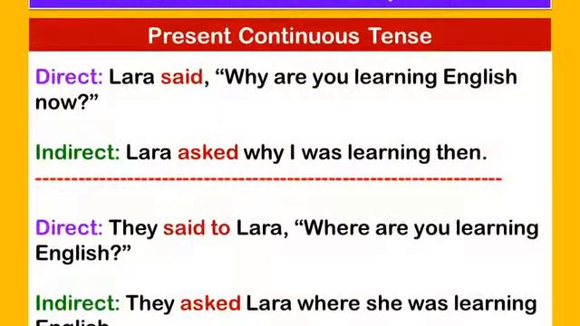 Direct speech and Indirect speech ! WH Questions ! Present, Past, Future continuous tenses смотреть онлайн
