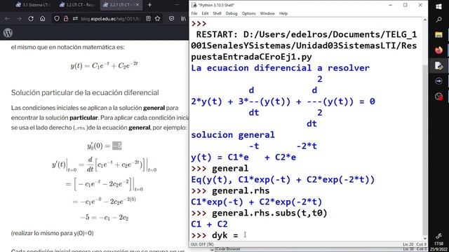 Respuesta a Entrada Cero de un Sistema LTI con Sympy-Python. Señales y Sistemas смотреть онлайн