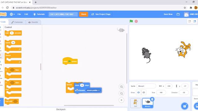 CODING FOR KIDS | PART 01 | CAT CATCHING THE RAT | WITH COMPLETE EXPLANATION | AIMS-INDIA | смотреть онлайн