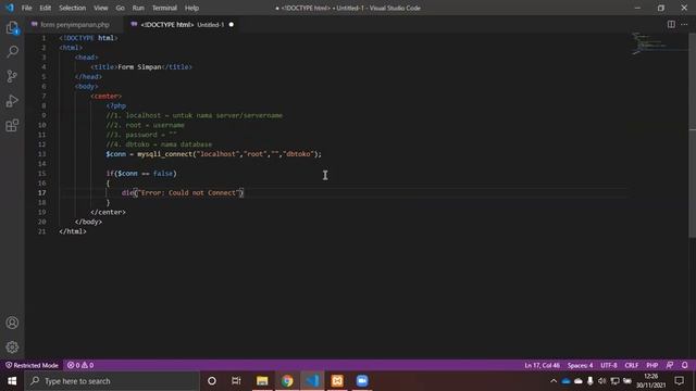 Cara Input data ke dalam database phpmyadmin XAMPP menggunakan php | Pemrograman Web | 202031211 смотреть онлайн