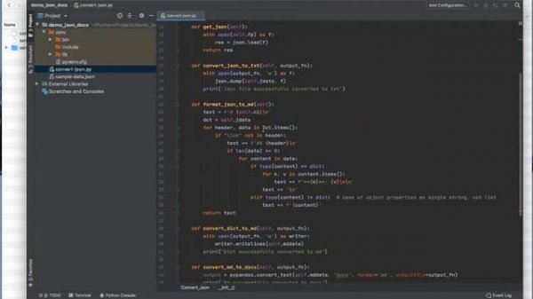 Python | Pypandoc, convert JSON to docx, txt, or md.