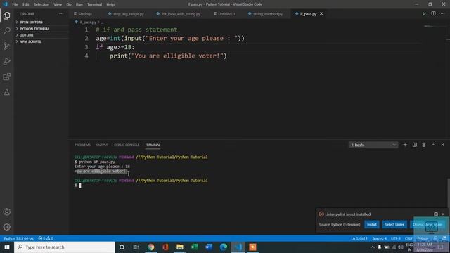 18- if and pass statement in python смотреть онлайн