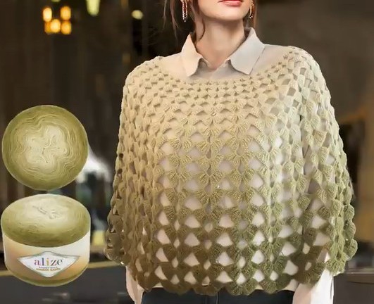 Вязание крючком: Очень красивая нарядная накидка / болеро из пряжи Angora Gold Ombre Batik