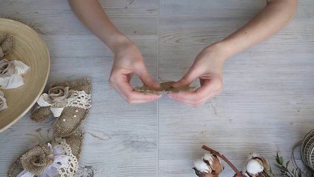 Декоративное сердце из мешковины смотреть онлайн
