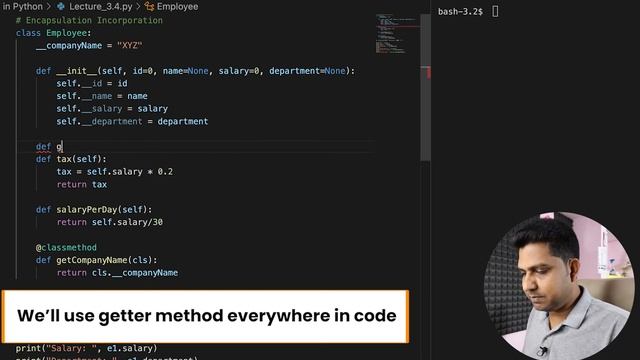Lecture 3.4 - Encapsulation Implementation in Python | OOP using Python| Free Python Bootcamp смотреть онлайн