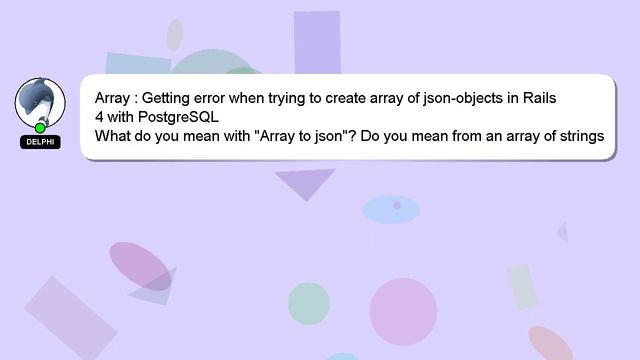 Array : Getting error when trying to create array of json-objects in Rails 4 with PostgreSQL смотреть онлайн