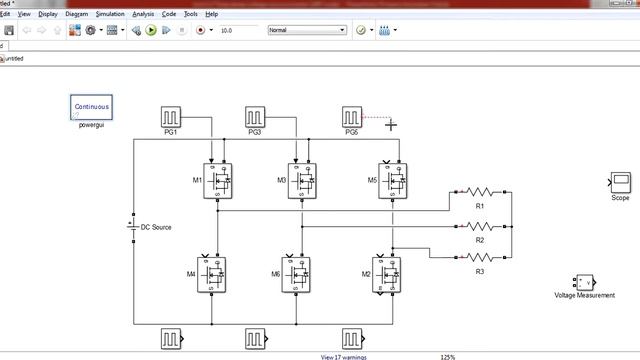 Three Phase Inverter 180 Degree Mode MATLAB Simulation