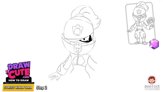 How to draw Street Ninja Tara skin | Brawl Stars | Super easy drawing tutorial with a coloring page смотреть онлайн