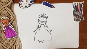 Как нарисовать принцессу кошечку ? / Простой урок рисования для детей 5-8 лет
