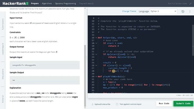 234 - Play with words | Dynamic Programming | Hackerrank Solution | Python смотреть онлайн