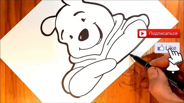 How to draw winnie the pooh for kids / как нарисовать Винни Пуха для детей / स्केचिंग के लिए चित्र смотреть онлайн