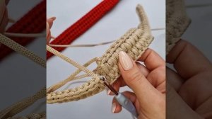 Ремень для сумки крючком.Плотный вязаный ремень.Узор крючком.Ручка для сумки из шнура.