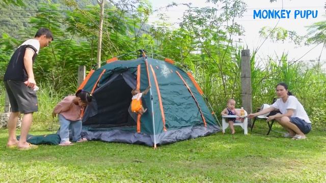 Travel 90km, the camping journey of the PUPU monkey family! смотреть онлайн