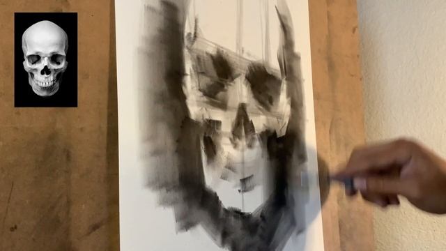 Charcoal Skull Drawing Tutorial смотреть онлайн
