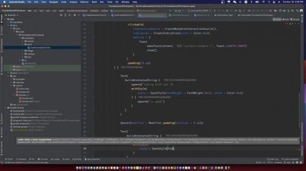 jetpack compose surface example | android compose surface example | compose surface clickable day 5