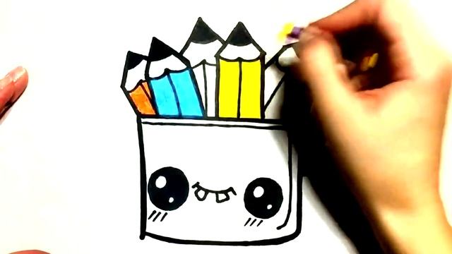 How to draw kawaii Beaker with pencils...КАК НАРИСОВАТЬ КАВАЙНЫЙ СТАКАН С КАРАНДАШАМИ смотреть онлайн