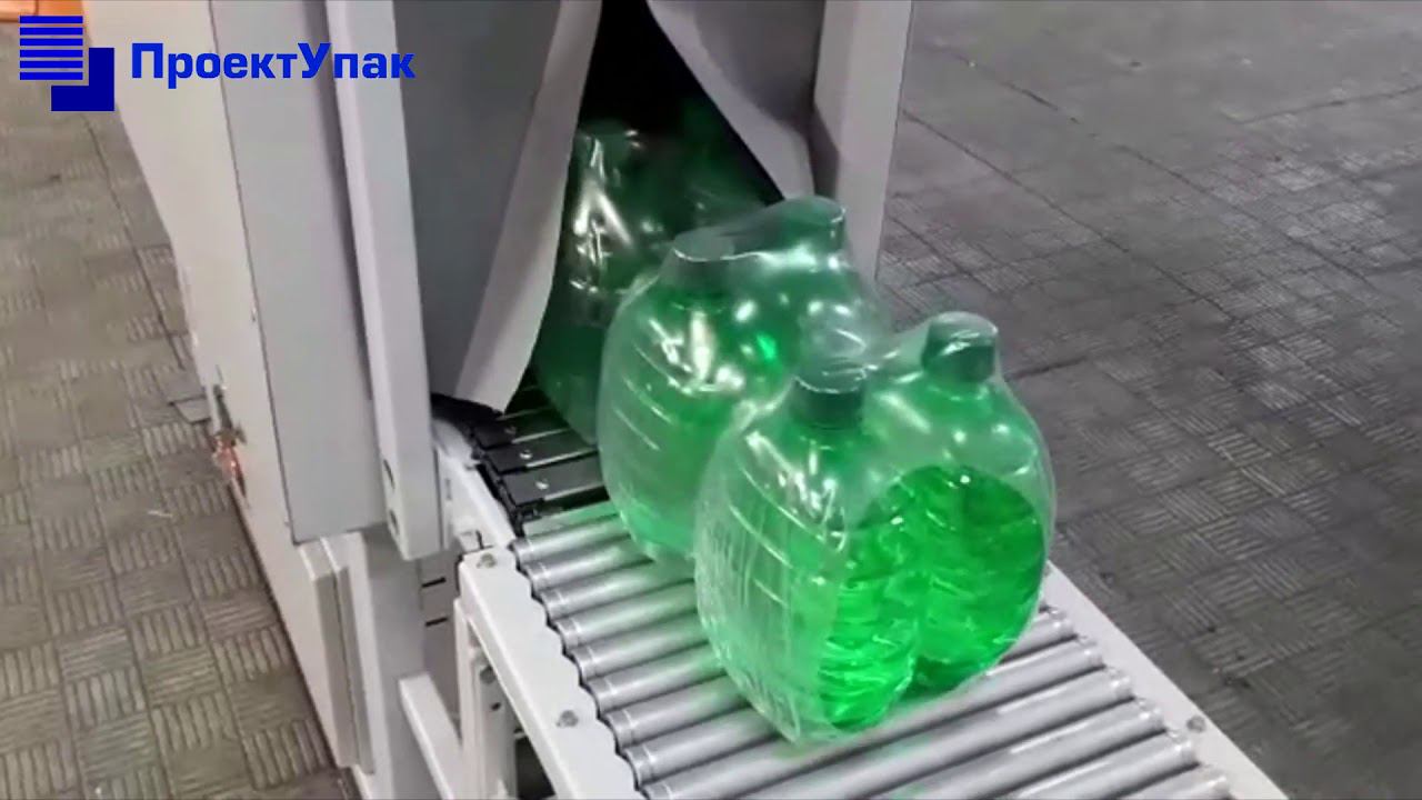 Автоматический групповой упаковщик армейских фляжек в группу по 6 шт. смотреть онлайн