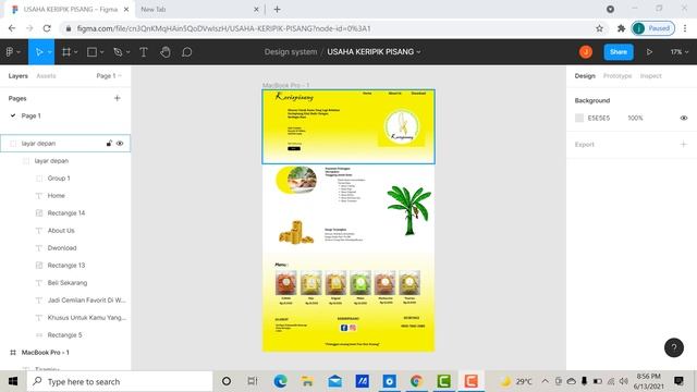 Landing page bisnis kerispisang (Keripik Pisang) menggunakan FIGMA смотреть онлайн