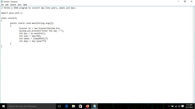 #Java Basic || Write a JAVA program to convert days into years, weeks and days. смотреть онлайн