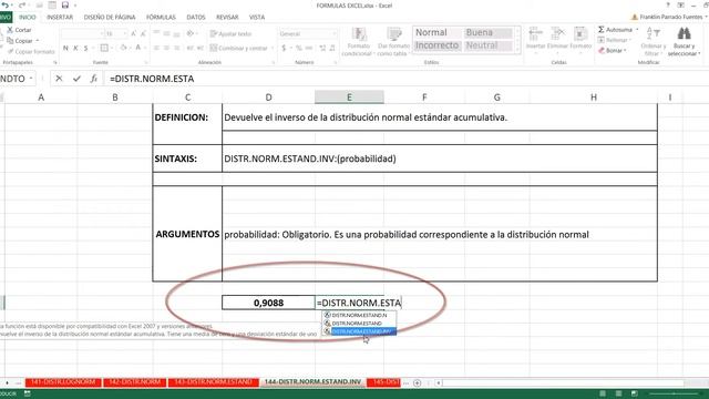 Función DISTR.NORM.ESTAND.INV Excel 2013: 144 de 448 HD смотреть онлайн