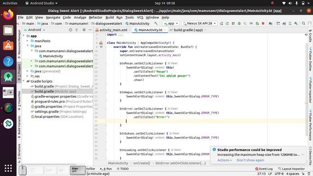 Sweet Alert Android Studio with Kotlin смотреть онлайн