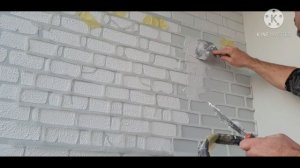 КИРПИЧИ под ТРАФАРЕТ акцентная  стена  на  балконе