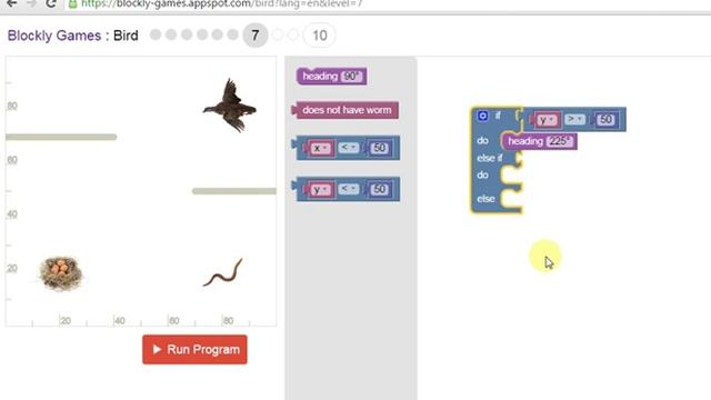 Blockly Games - solution for Bird 7 смотреть онлайн