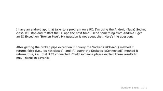 Android : What, exactly, does a "broken pipe" exception mean to the Socket? смотреть онлайн