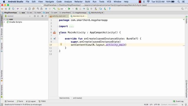 Android with Kotlin Tutorial: First Android App using Kotlin in Android Studio #1.3 смотреть онлайн