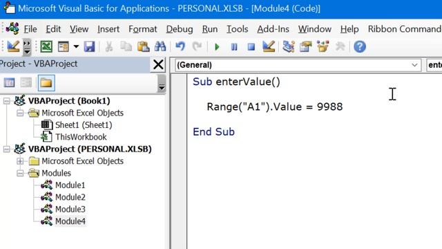 How To ENTER VALUE In Cell Using [Range.Value Property] In VBA