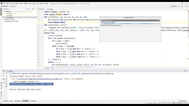 ModuleNotFoundError No module named 'pygame' смотреть онлайн