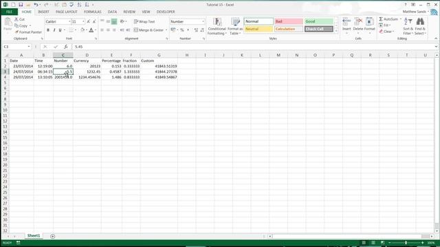 Excel 2013 - Tutorial 15 - Number Formats смотреть онлайн