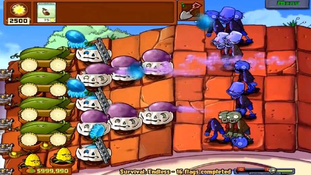 ONLY 1 Seed Slot NO Sunflower Timelapse in Survival Roof Endless Flag 0-40 смотреть онлайн