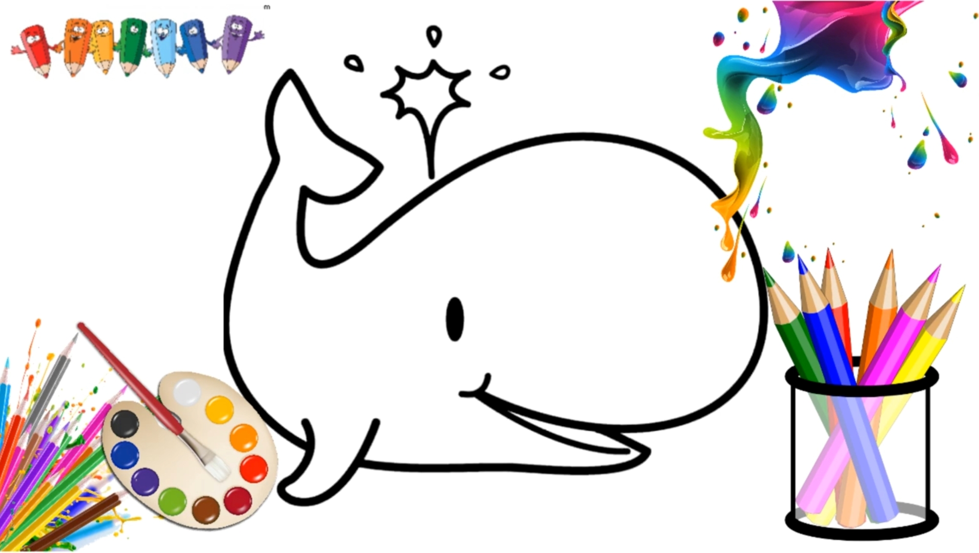 Как нарисовать кита. Простые рисунки для самых маленьких. Учим цвета смотреть онлайн