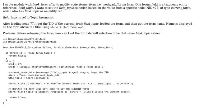Node add form set entity reference default selection based on content from another type node смотреть онлайн