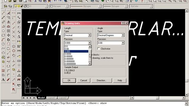 Temel Autocad 2000 Dersleri - 4. Bölüm: Birimler (Units) смотреть онлайн