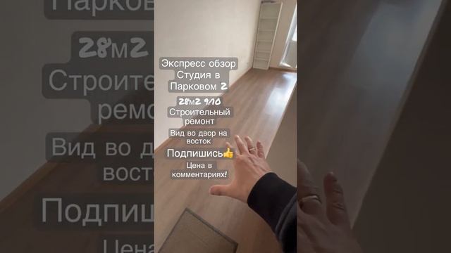 Экспресс обзор студии в Парковом 2, без мебели. смотреть онлайн