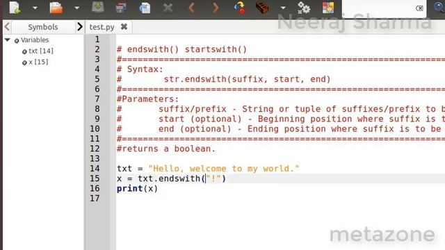 endswith function of string in python | startswith function of string in python | Neeraj Sharma смотреть онлайн