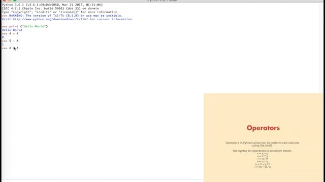 Python A : Lesson 1 - The Print Command and Operators смотреть онлайн