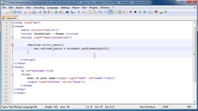JavaScript beginner tutorial 27 - forms смотреть онлайн
