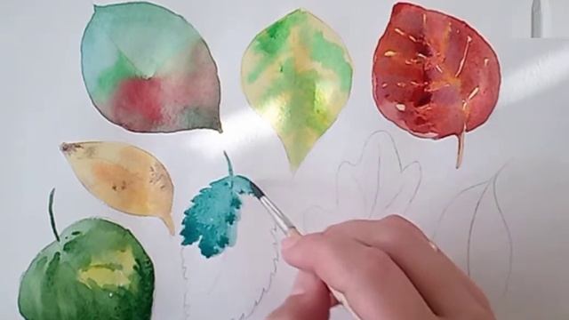 Осенние листья ???Как нарисовать! Акварель. смотреть онлайн
