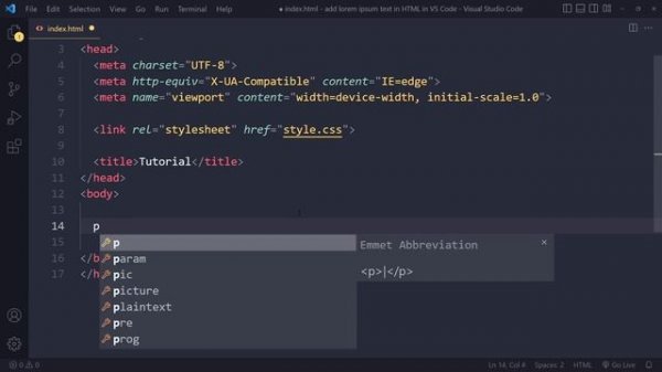 Add Lorem Ipsum Text in HTML in VS Code