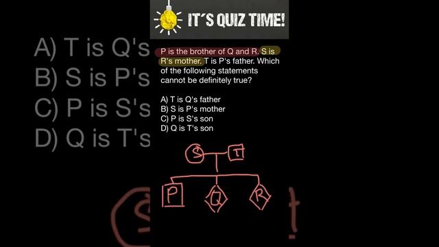P is the brother of Q and R. S is R's mother. T is P's father. Which of the following statements can смотреть онлайн